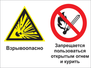 Кз 29 взрывоопасно - запрещается пользоваться открытым огнем и курить. (пластик, 400х300 мм) - Знаки безопасности - Комбинированные знаки безопасности - . Магазин Znakstend.ru